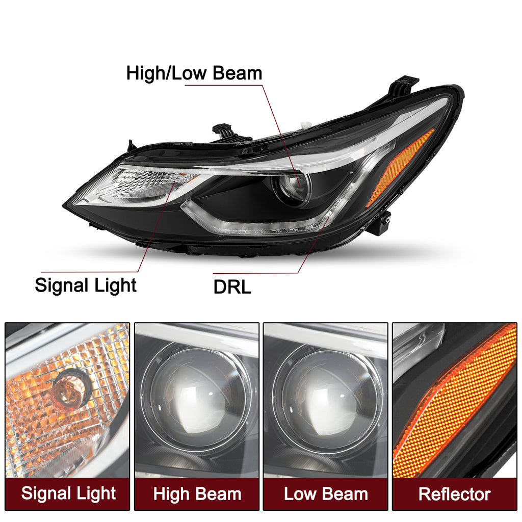 OEMASSIVE Headlights Pair Of Halogen Headlights For 2016-2019 Chevy Cruze Sedan – Left & Right, Chrome Housing OEMASSIVE Replacement Headlights - Foto 5