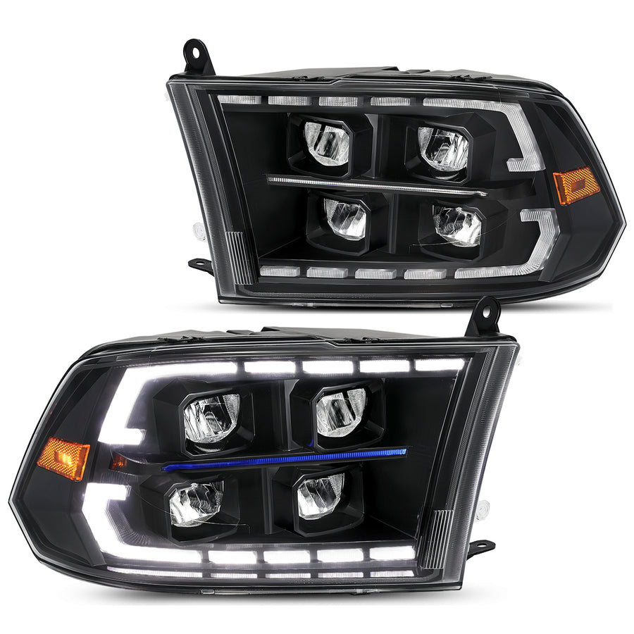 For 2009-2018 Dodge Ram 1500 2500 3500 Full LED Reflector Headlights [for dual or quad beam style]