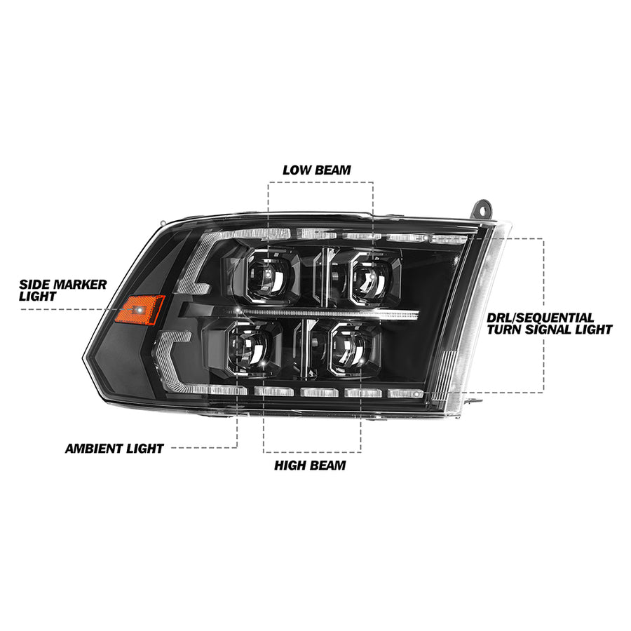 13-18 Ram 1500 2500 3500 Full LED Headlights-2