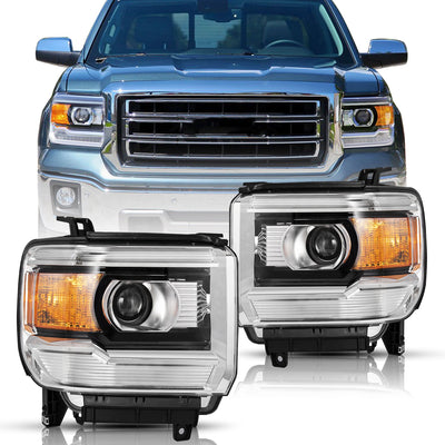 For 2014-2019 GMC Sierra Projector Halogen without LED DRL Headlights