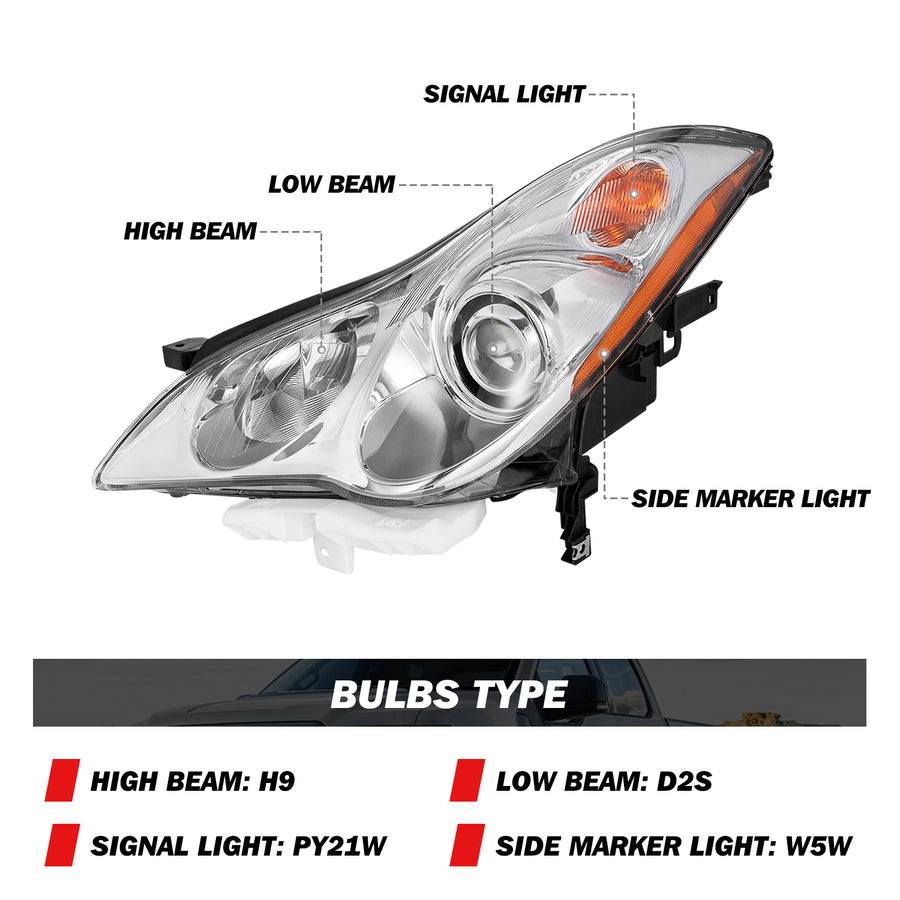 For 2008-2017 Infiniti EX35 EX37 QX50 HID Projector Headlights