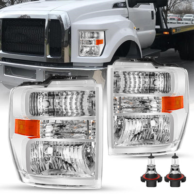 For 2008-2021 Ford E150 E250 E350 E450 Super Duty F650 F750 Headlights