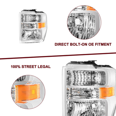 For 2008-2021 Ford E150 E250 E350 E450 Super Duty F650 F750 Headlights