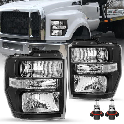 For 2008-2021 Ford E150 E250 E350 E450 Super Duty F650 F750 Headlights