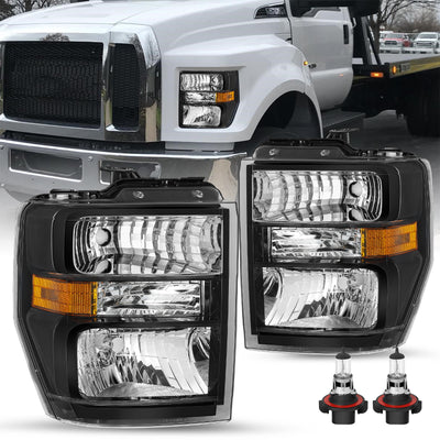 For 2008-2021 Ford E150 E250 E350 E450 Super Duty F650 F750 Headlights