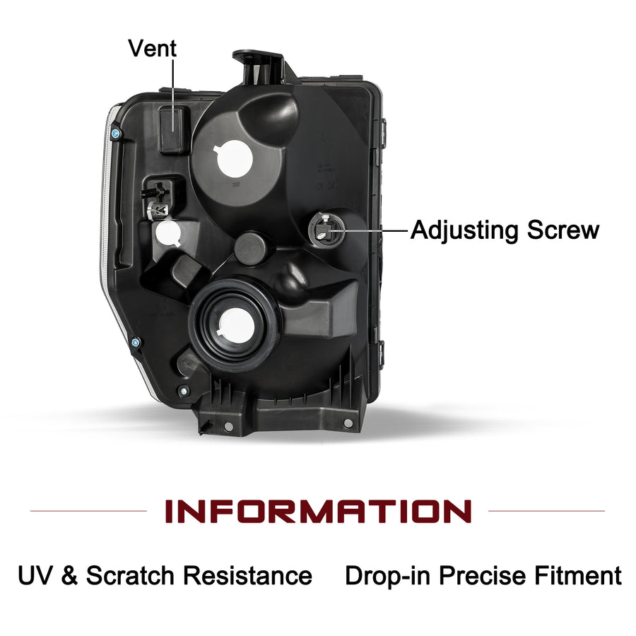 For 2008-2021 Ford E150 E250 E350 E450 Super Duty F650 F750 Sealed Beam with Adapter Headlights