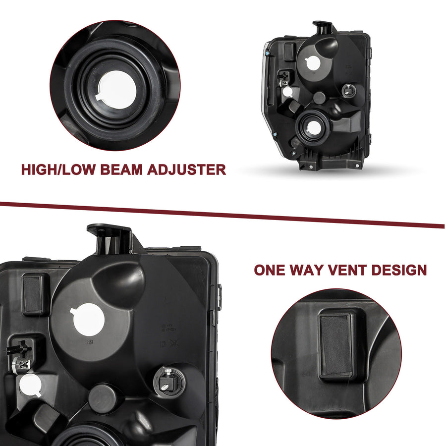 For 2008-2021 Ford E150 E250 E350 E450 Super Duty F650 F750 Sealed Beam with Adapter Headlights