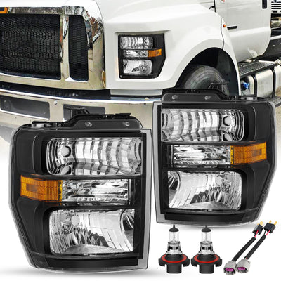 For 2008-2021 Ford E150 E250 E350 E450 Super Duty F650 F750 Sealed Beam with Adapter Headlights