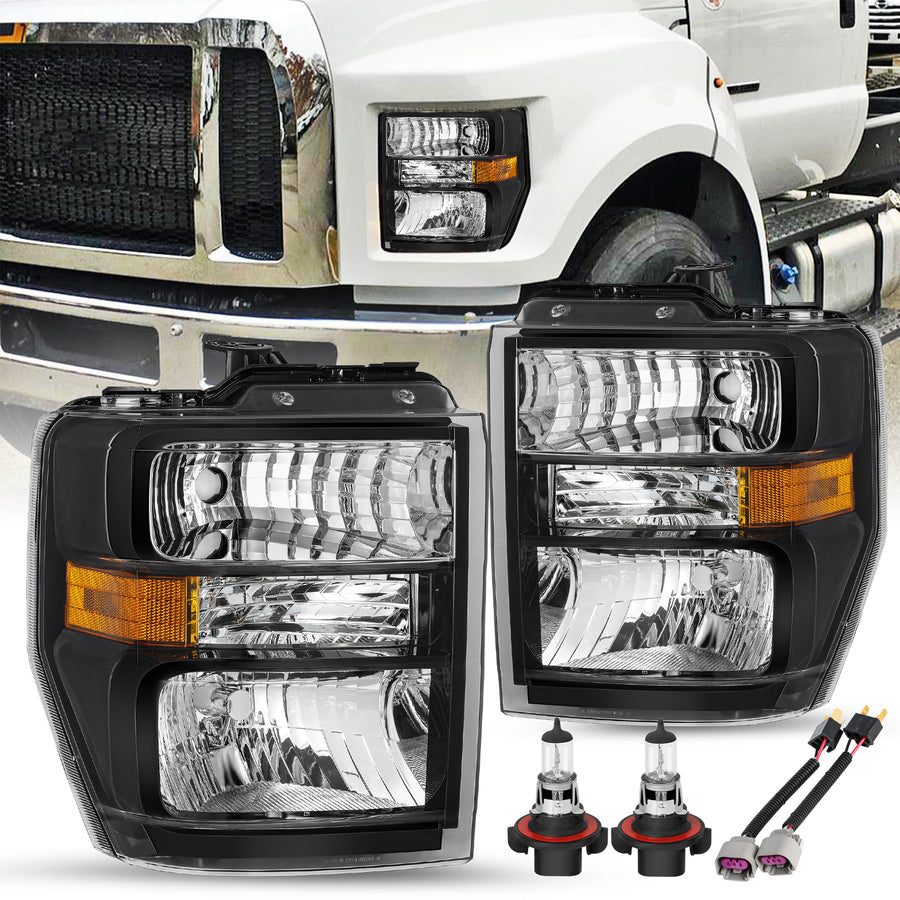 For 2008-2021 Ford E150 E250 E350 E450 Super Duty F650 F750 Sealed Beam with Adapter Headlights