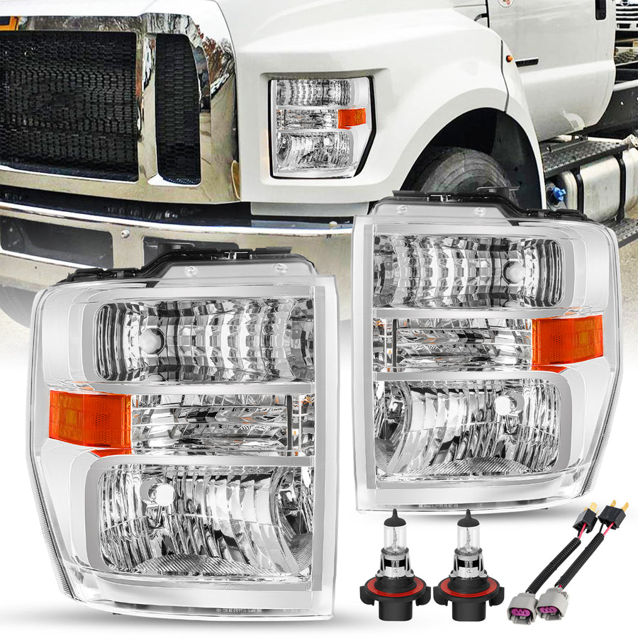 For 2008-2021 Ford E150 E250 E350 E450 Super Duty F650 F750 Sealed Beam with Adapter Headlights