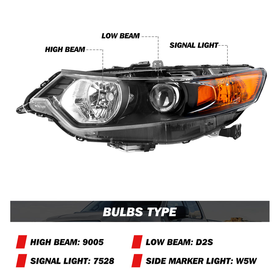 For 2009-2014 Acura TSX Projector Headlights