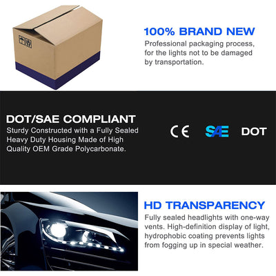 For 2009-2018 Dodge Ram 1500 2500 3500 LED DRL Projector Headlights