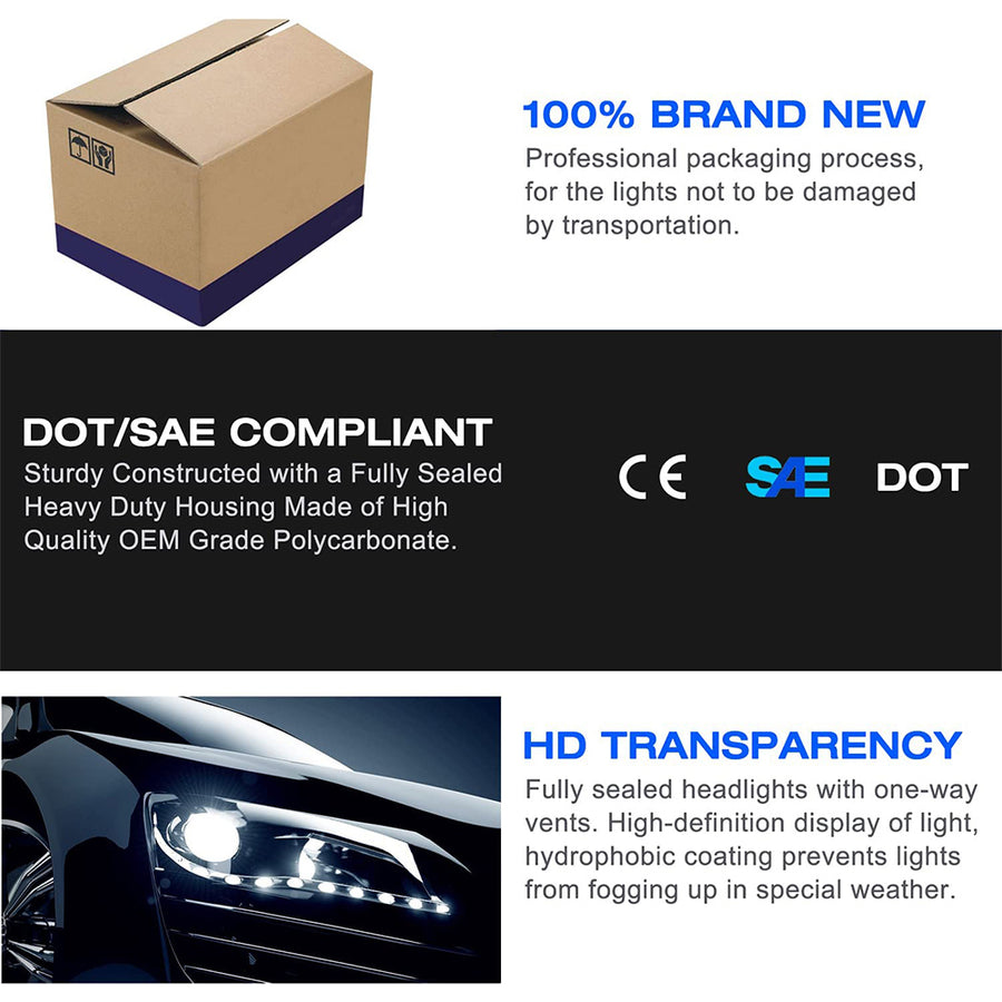 For 2009-2018 Dodge Ram 1500 2500 3500 LED DRL Projector Headlights