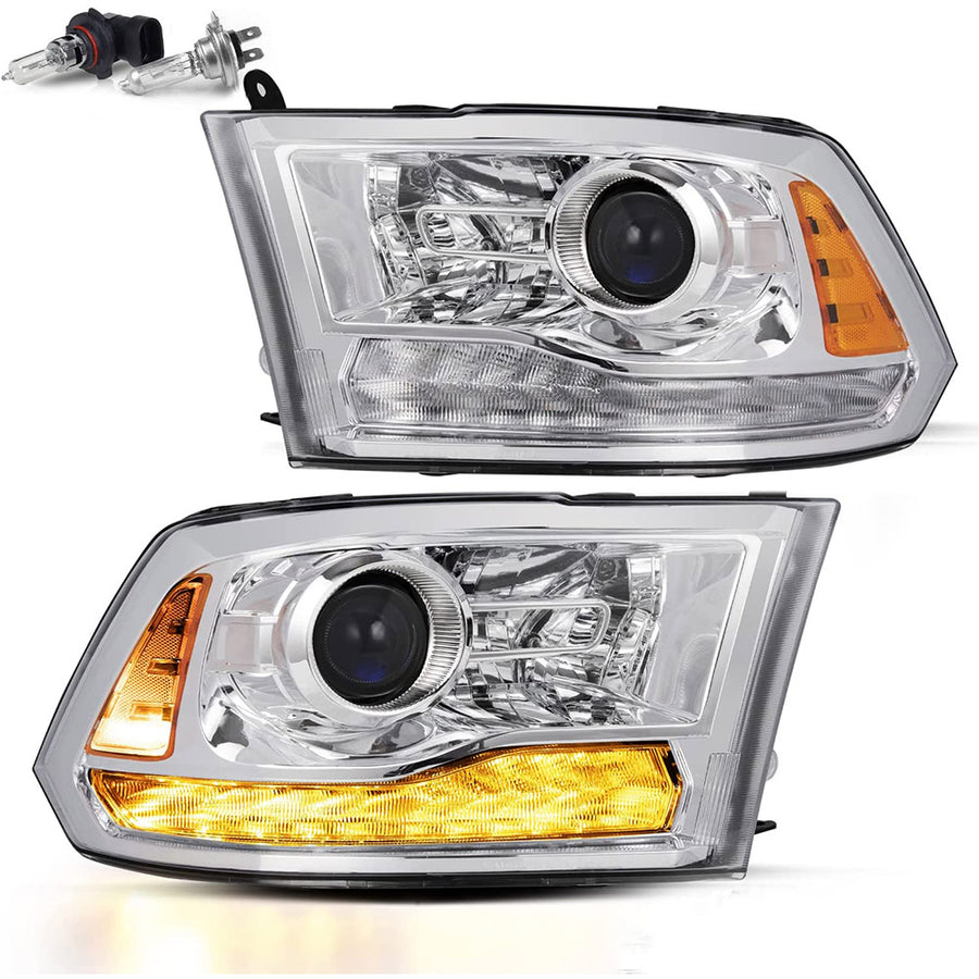 For 2009-2018 Dodge Ram 1500 2500 3500 LED DRL Projector Headlights