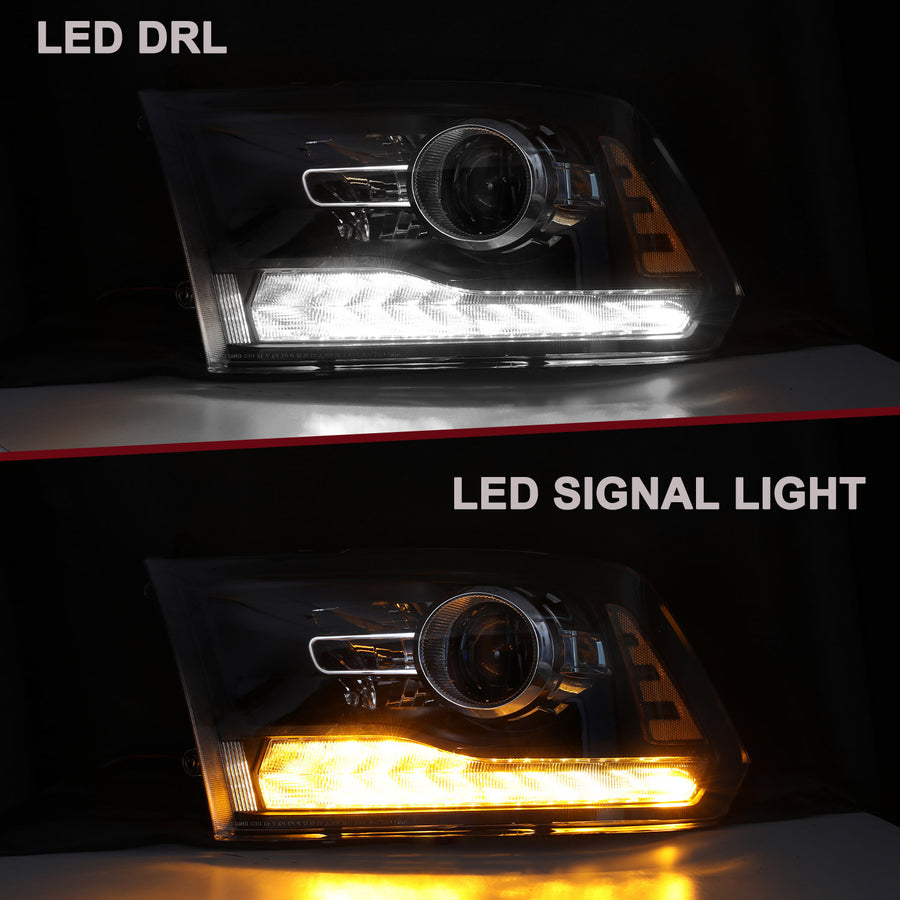 For 2009-2018 Dodge Ram 1500 2500 3500 LED DRL Projector Headlights
