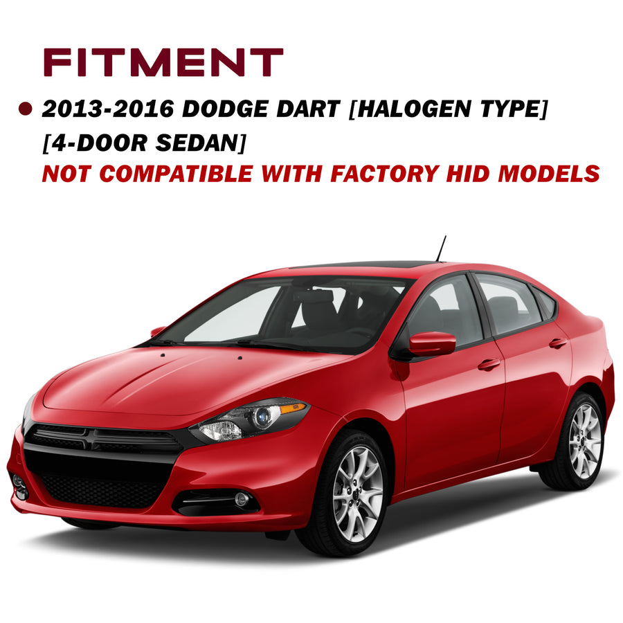 For 2013-2016 Dodge Dart Halogen Projector Headlights