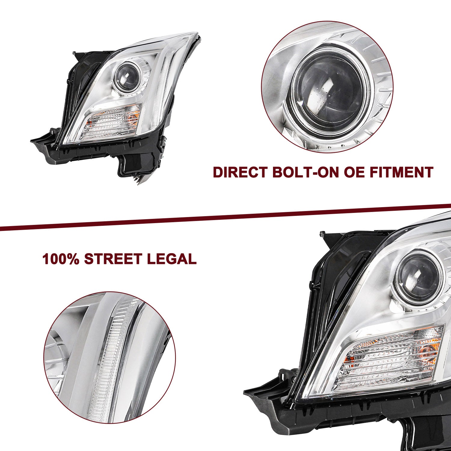 For 2013-2017 Cadillac XTS with AFS LED DRL Projector Headlights – LESEM