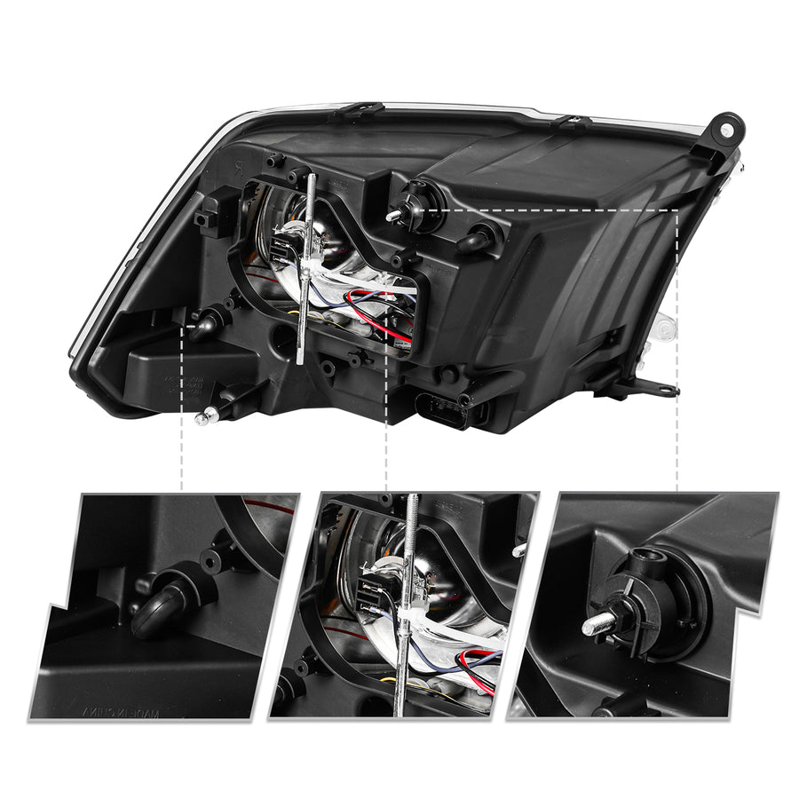 For 2013-2018 Dodge Ram 1500 2500 3500 9 PIN LED DRL Projector Headlights