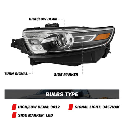 For 2013-2019 Ford Taurus Halogen Headlights