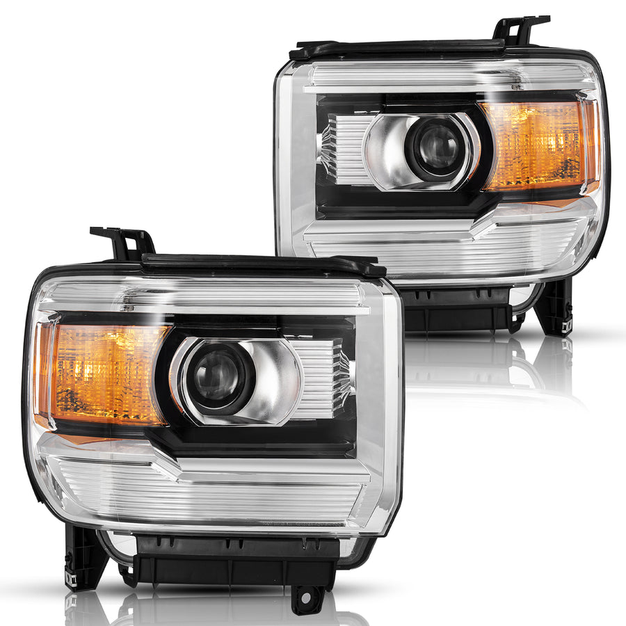 For 2014-2019 GMC Sierra Projector Halogen without LED DRL Headlights