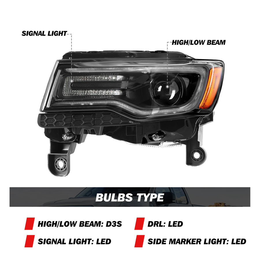 For 2014-2021 Jeep Grand Cherokee HID Projector Headlights