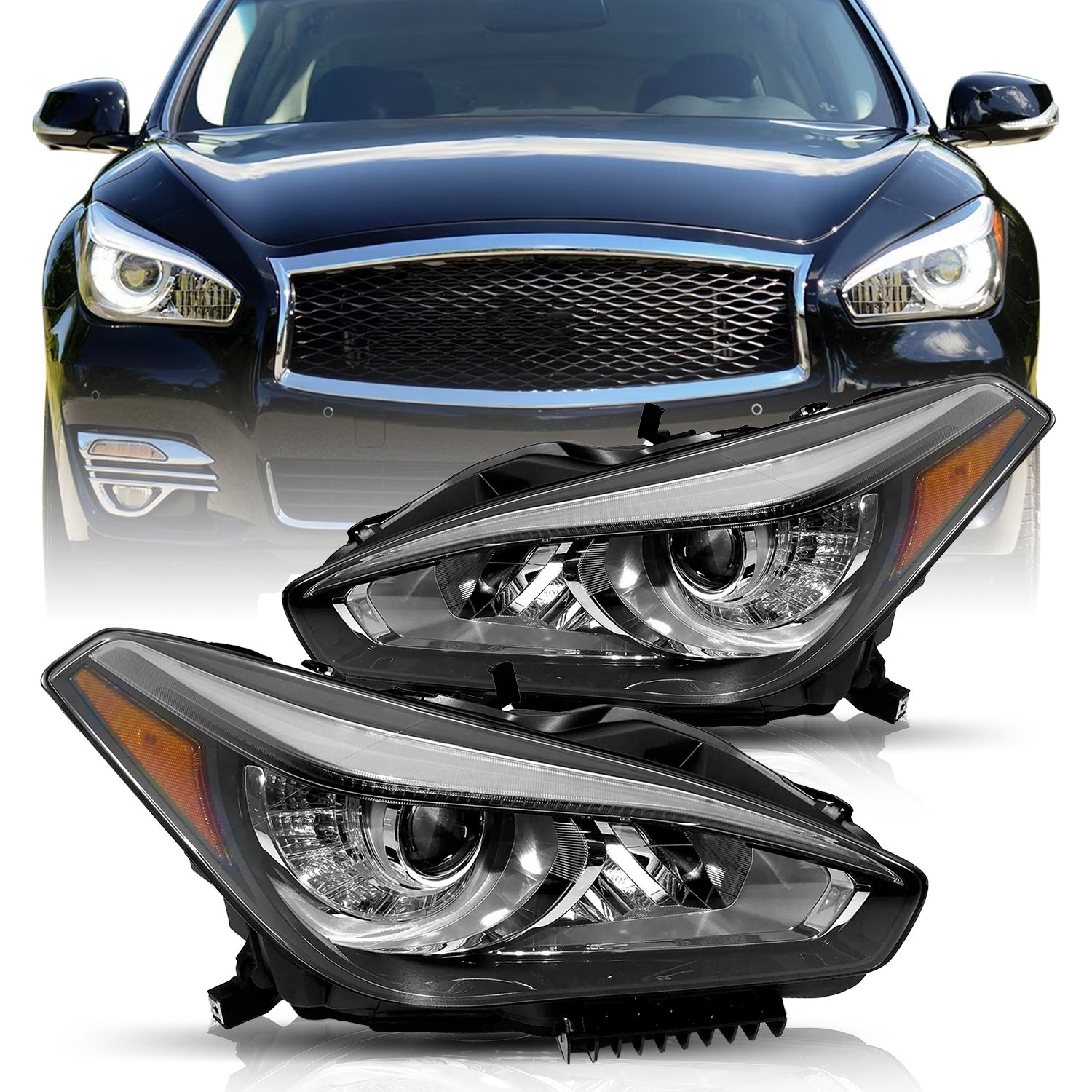 thumbnail image 2 of Chrome Fog Light Cover Bezel For 2015-2019 Infiniti Q70 Q70L - Right Side 2 of 4