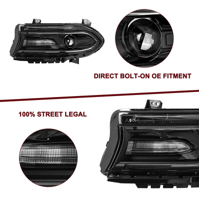 For 2015-2021 Dodge Charger HID Projector Headlights
