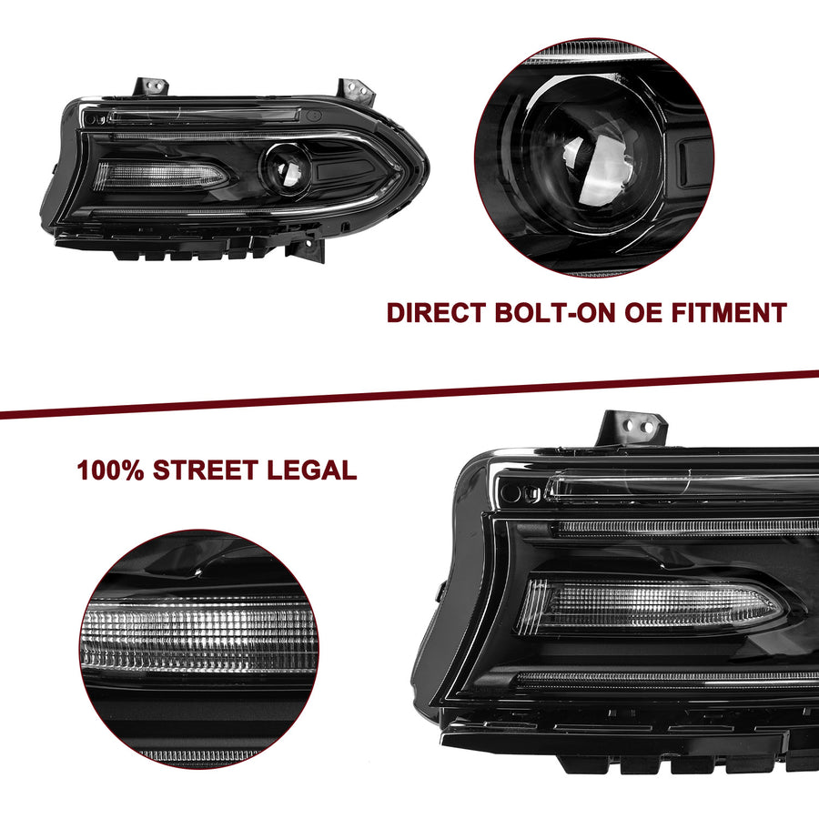 For 2015-2021 Dodge Charger HID Projector Headlights