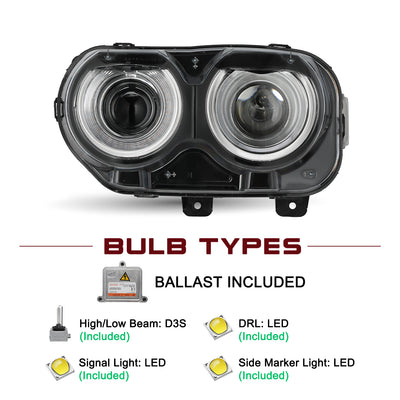 For 2015-2022 Dodge Challenger HID Projector Headlights