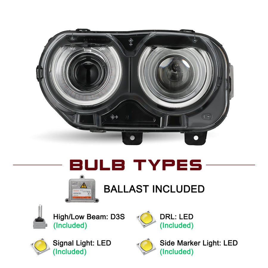 For 2015-2022 Dodge Challenger HID Projector Headlights