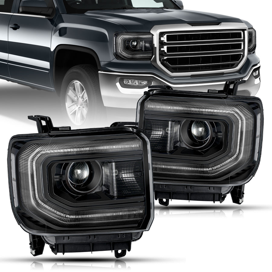 For 2016-2018 GMC Sierra 1500 HID/Xenon Model Projector Headlights