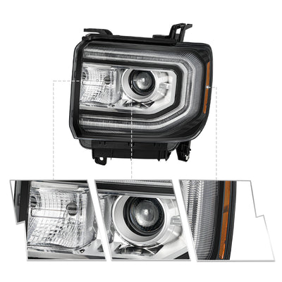 For 2016-2018 GMC Sierra 1500 HID/Xenon Model Projector Headlights