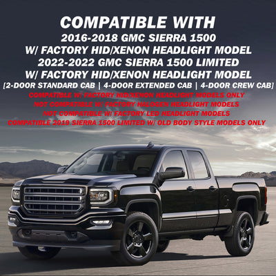 For 2016-2018 GMC Sierra 1500 HID/Xenon Model Projector Headlights