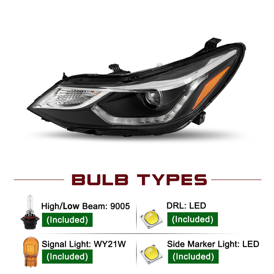 For 2016-2019 Chevy Cruze LED DRL Projector Headlights
