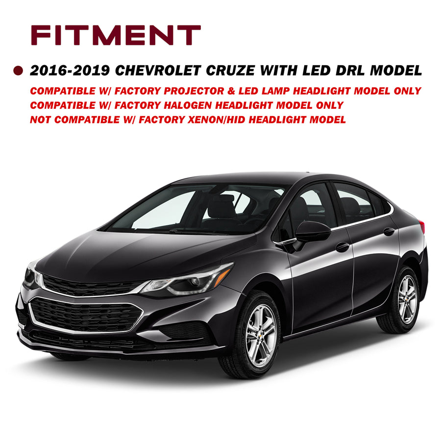 For 2016-2019 Chevy Cruze LED DRL Projector Headlights