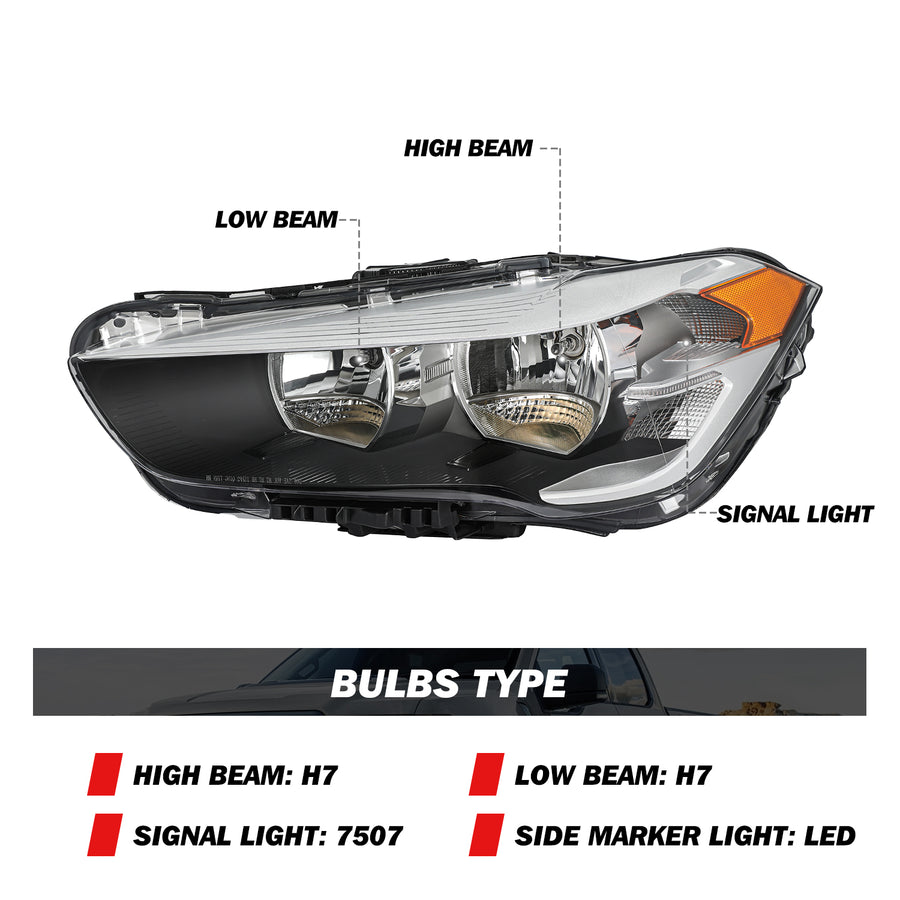 For 2016-2022 BMW X1(F48) Halogen Headlights