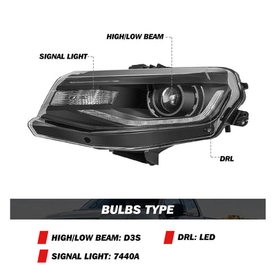 For 2016-2022 Chevy Camaro HID/Xenon Projector Headlights
