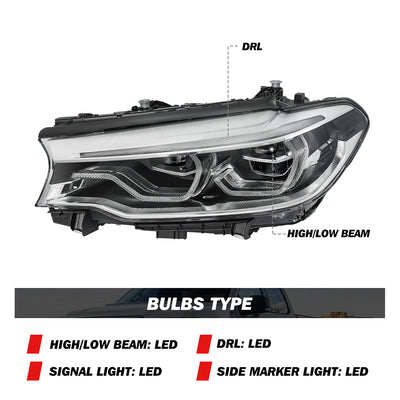 For 2017-2020 BMW 5 Series G30 G31 M5 540i 530i Full LED Headlights