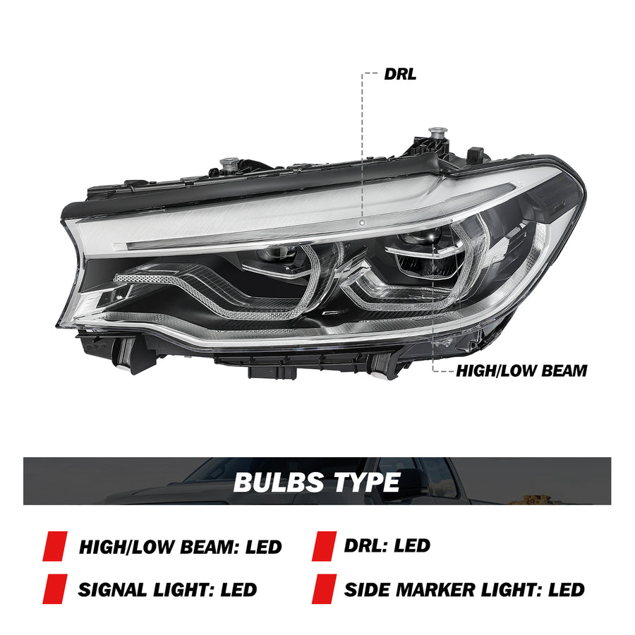 For 2017-2020 BMW 5 Series G30 G31 M5 540i 530i Full LED Headlights