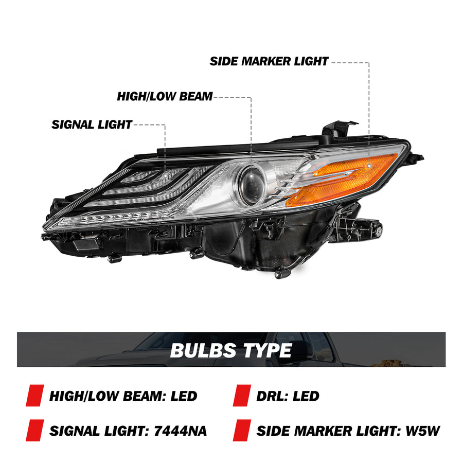 For 2018-2020 Toyota Camry LED Projector Headlights