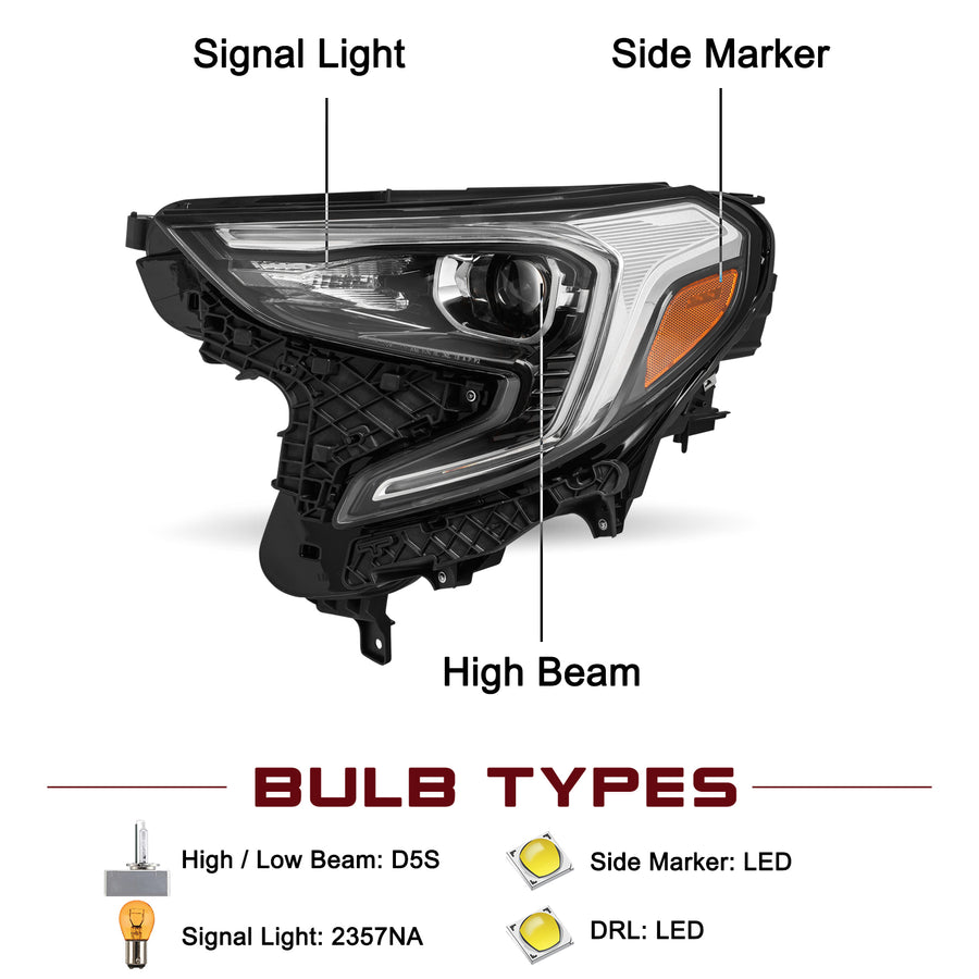 For 2018-2021 GMC Terrain HID/Xenon Projector Headlights