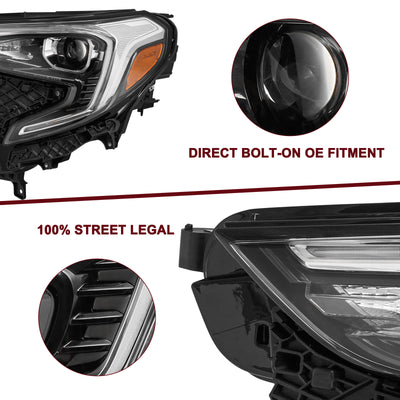 For 2018-2021 GMC Terrain HID/Xenon Projector Headlights