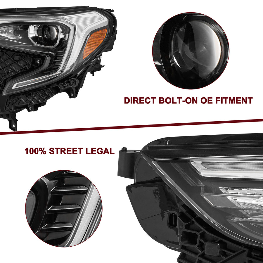 For 2018-2021 GMC Terrain HID/Xenon Projector Headlights