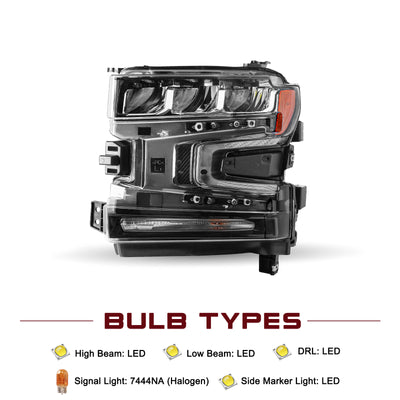 For 2019-2021 Chevy Silverado 1500 LED Headlights