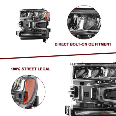 For 2019-2021 Chevy Silverado 1500 LED Headlights