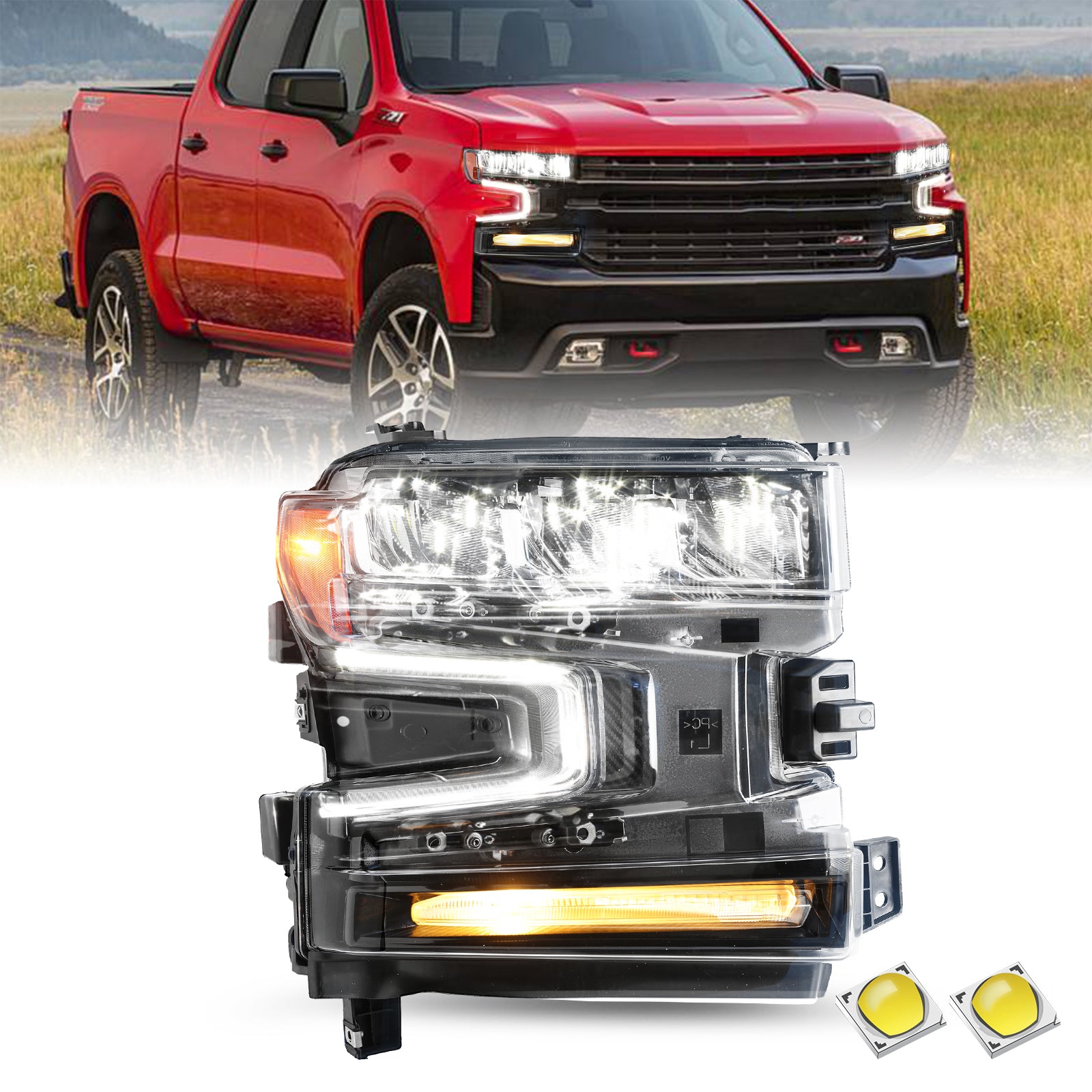 thumbnail image 2 of For 2019 2020 2021 Chevy Silverado 1500 LED Headlight Headlamp Left & Right 2 of 6
