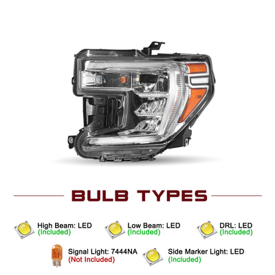 For 2019-2022 GMC Sierra 1500 LED Headlights