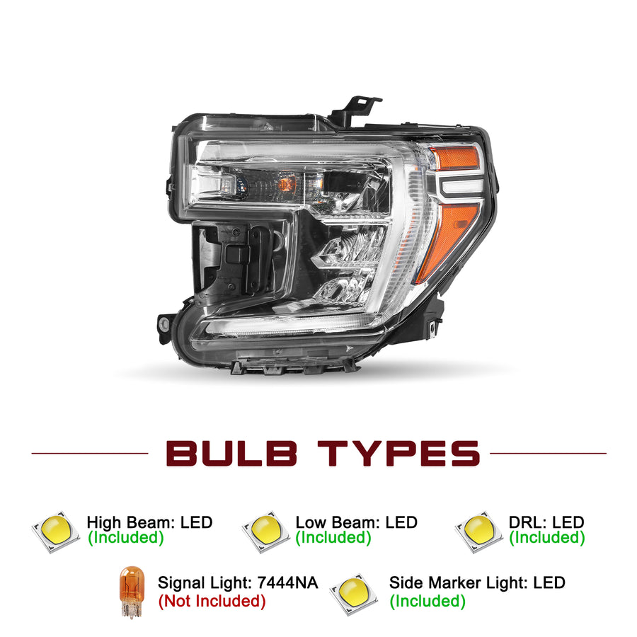 For 2019-2022 GMC Sierra 1500 LED Headlights