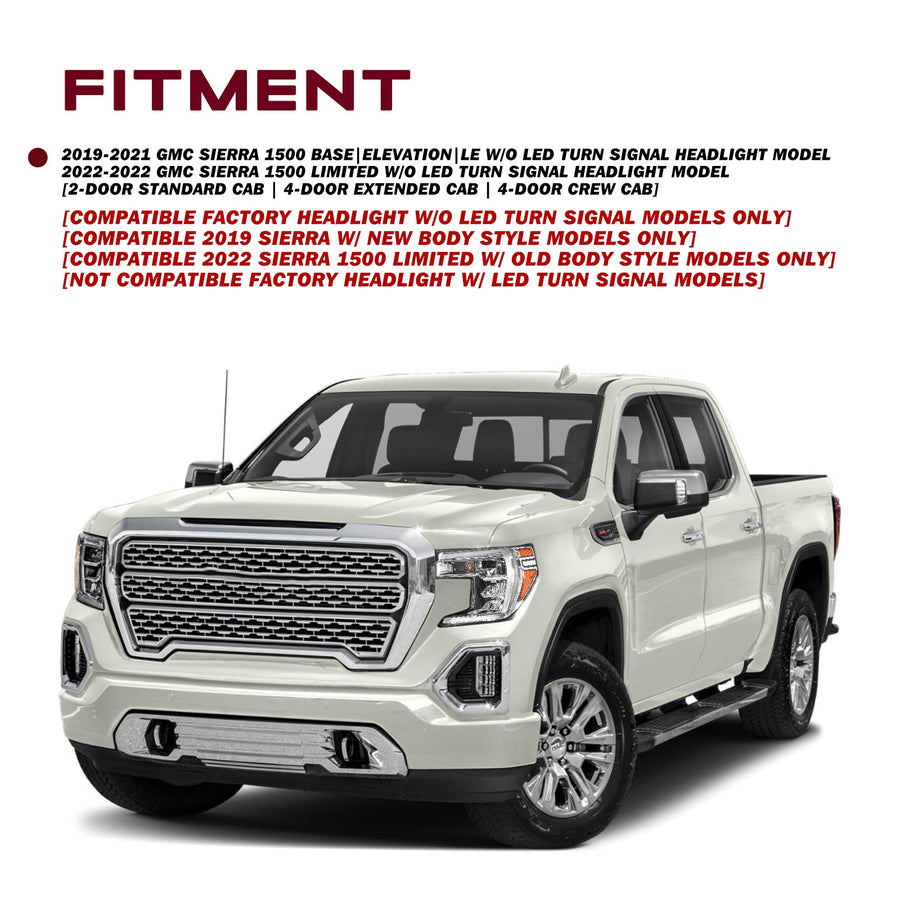 For 2019-2022 GMC Sierra 1500 LED Headlights
