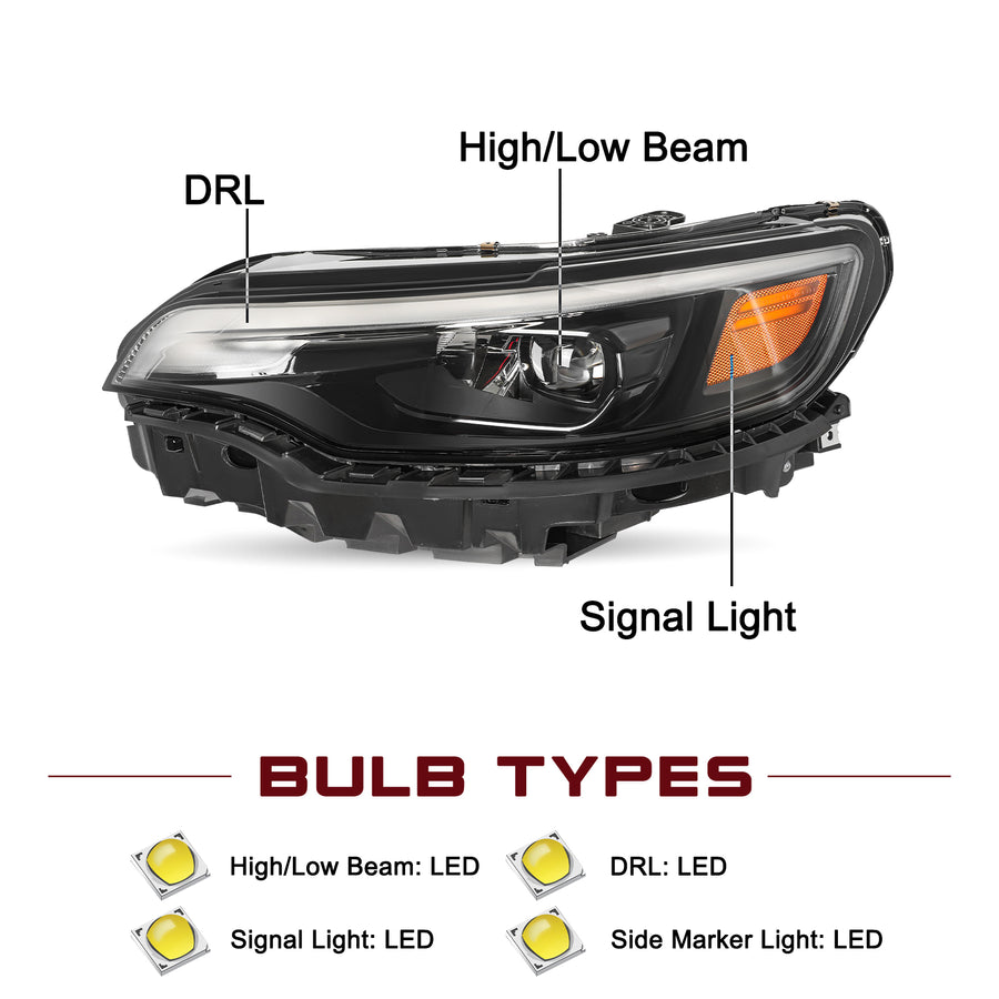 For 2019-2022 Jeep Cherokee Full LED Projector Headlights